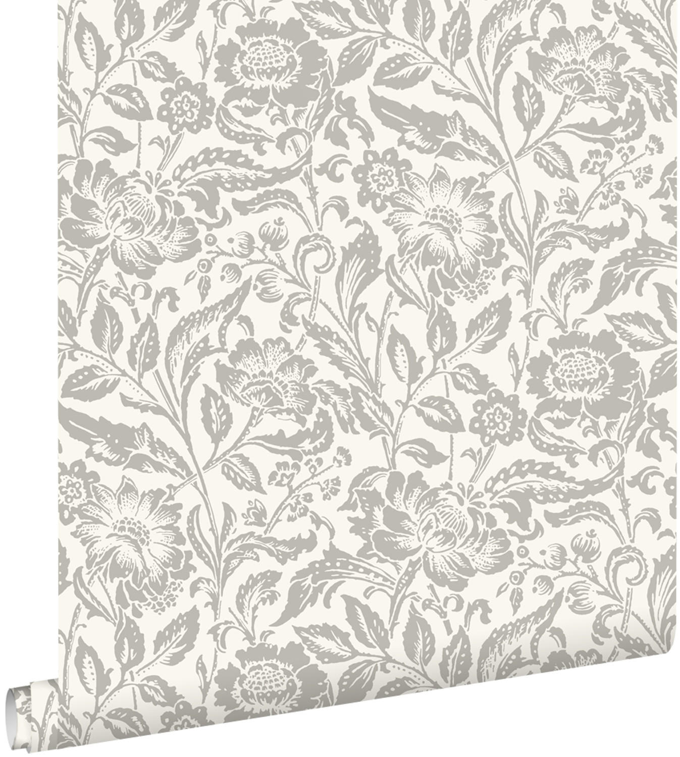 TAPETE Blumenmuster 50 x 900 cm - Weiß, Papier (50/900cm) - ESTAhome