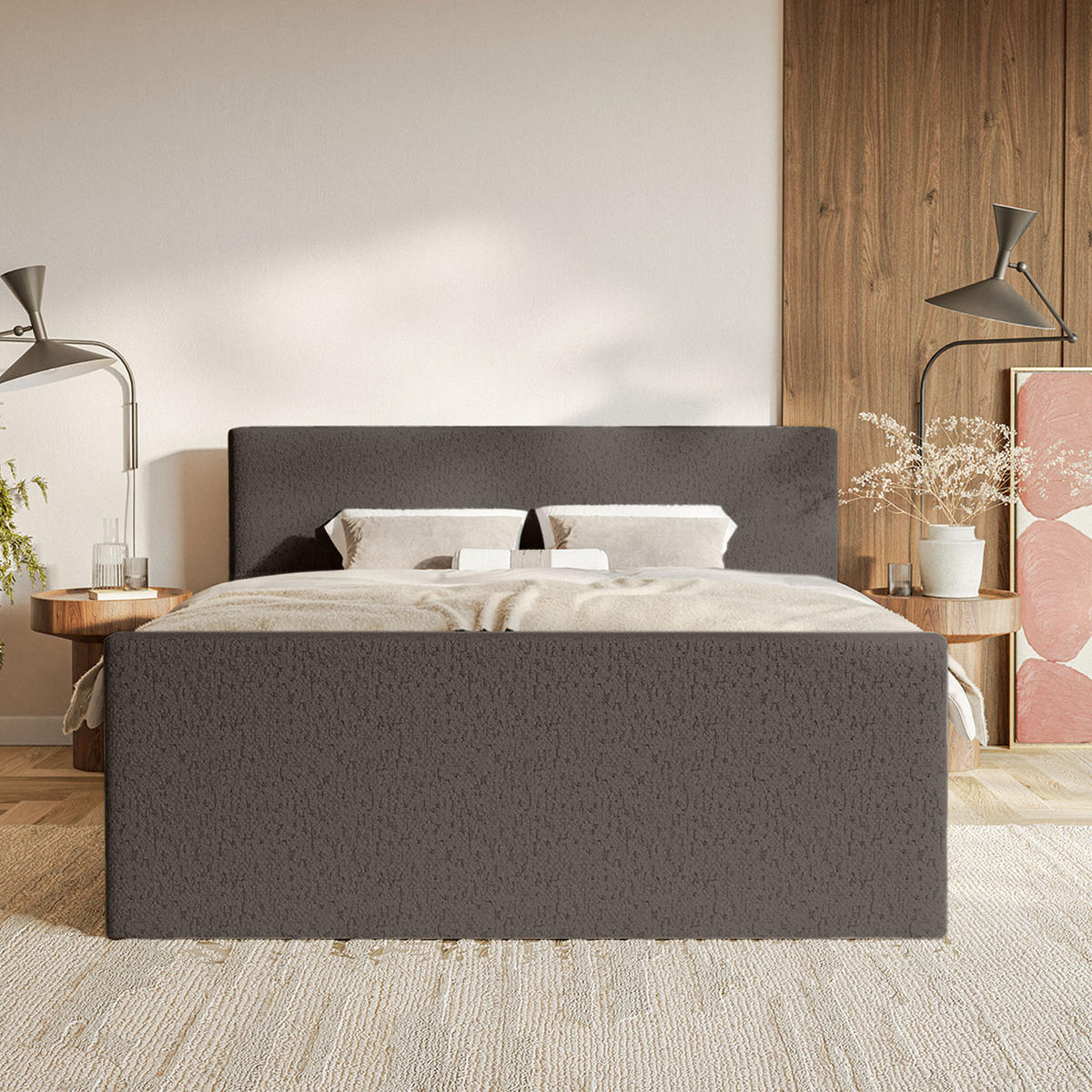 BOXSPRINGBETT Velipoja Premium 140x200 cm, Braun - Braun, Textil (140/200cm) - Fedve