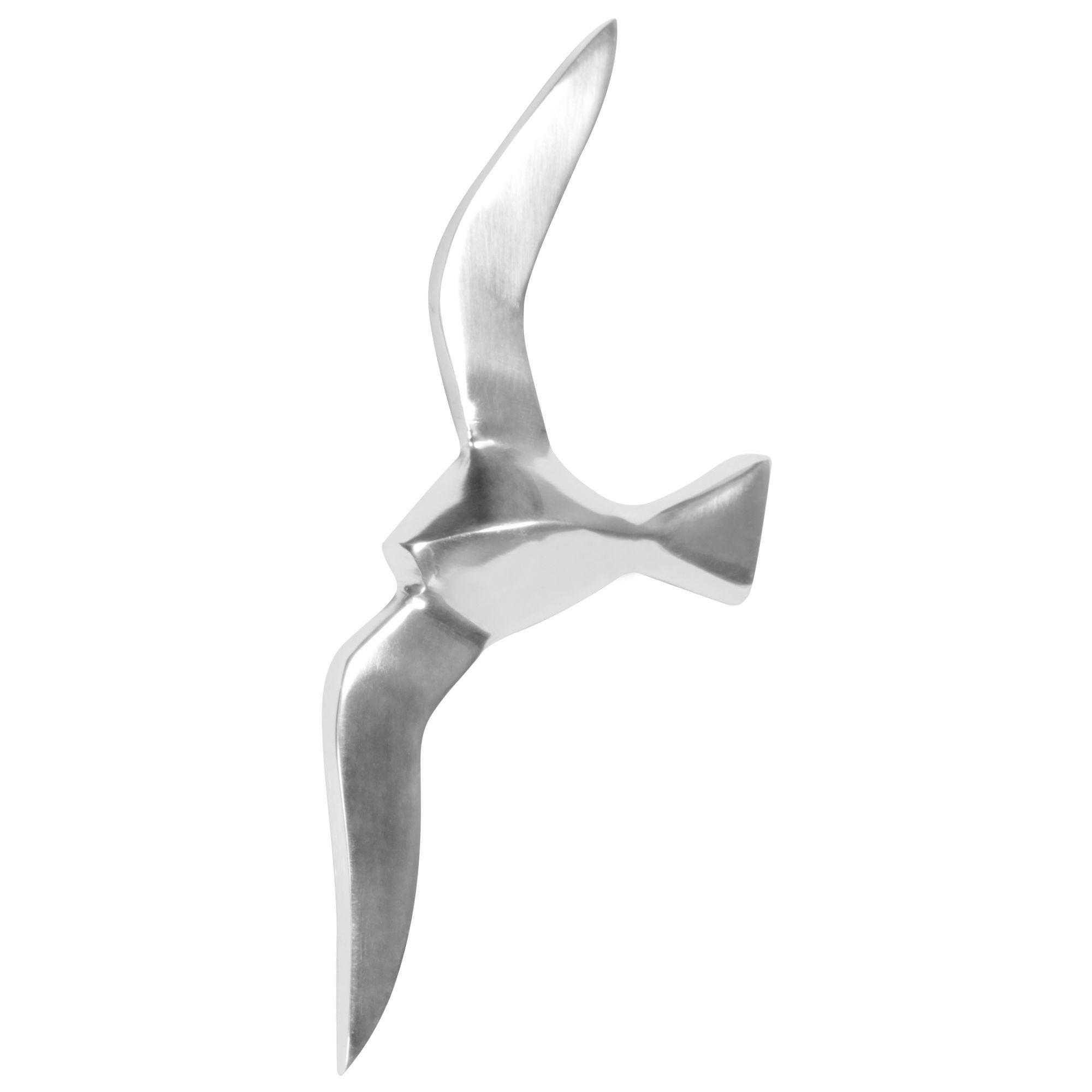 WANDDEKO Möwe Aluminium silberfarben poliert 30 cm mit Wandhalterung - Silberfarben, Metall (30/13/3cm) - KADIMA DESIGN