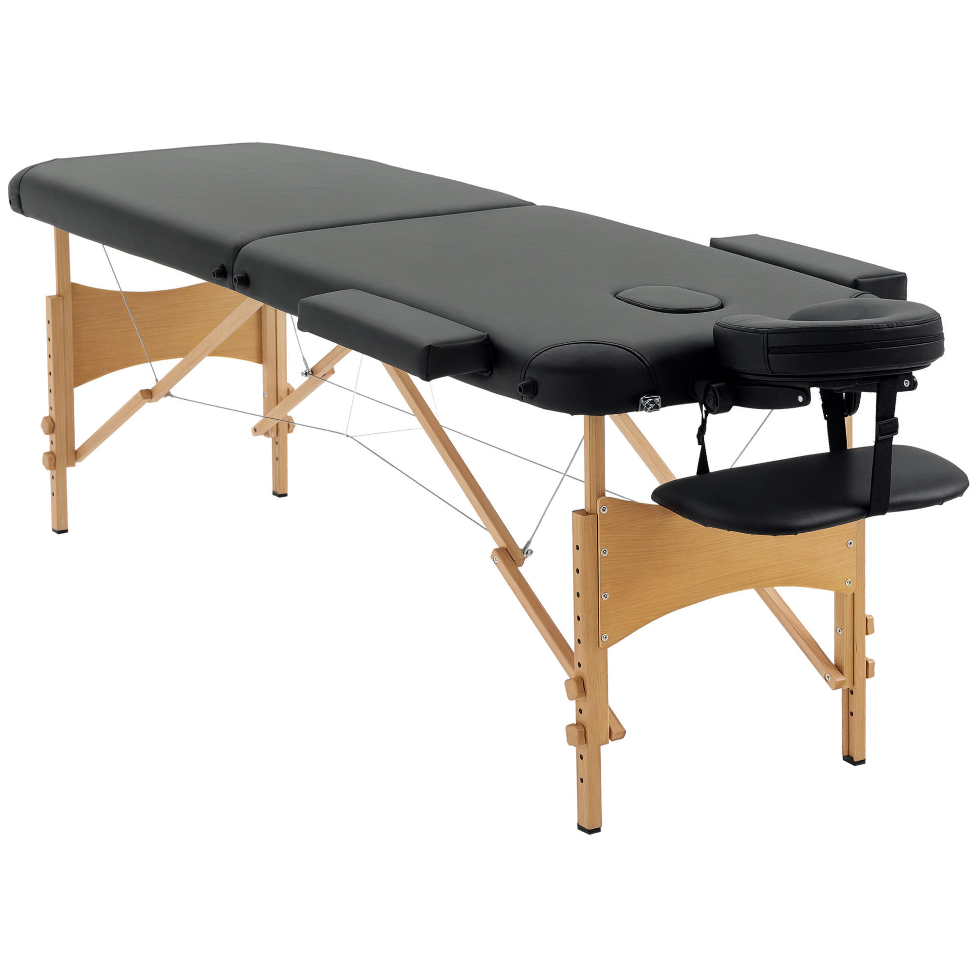 MASSAGELIEGE DE-18891 2 Zonen, höhenverstellbar Schwarz - Schwarz, Textil (81/92/210cm) - ComfortXL