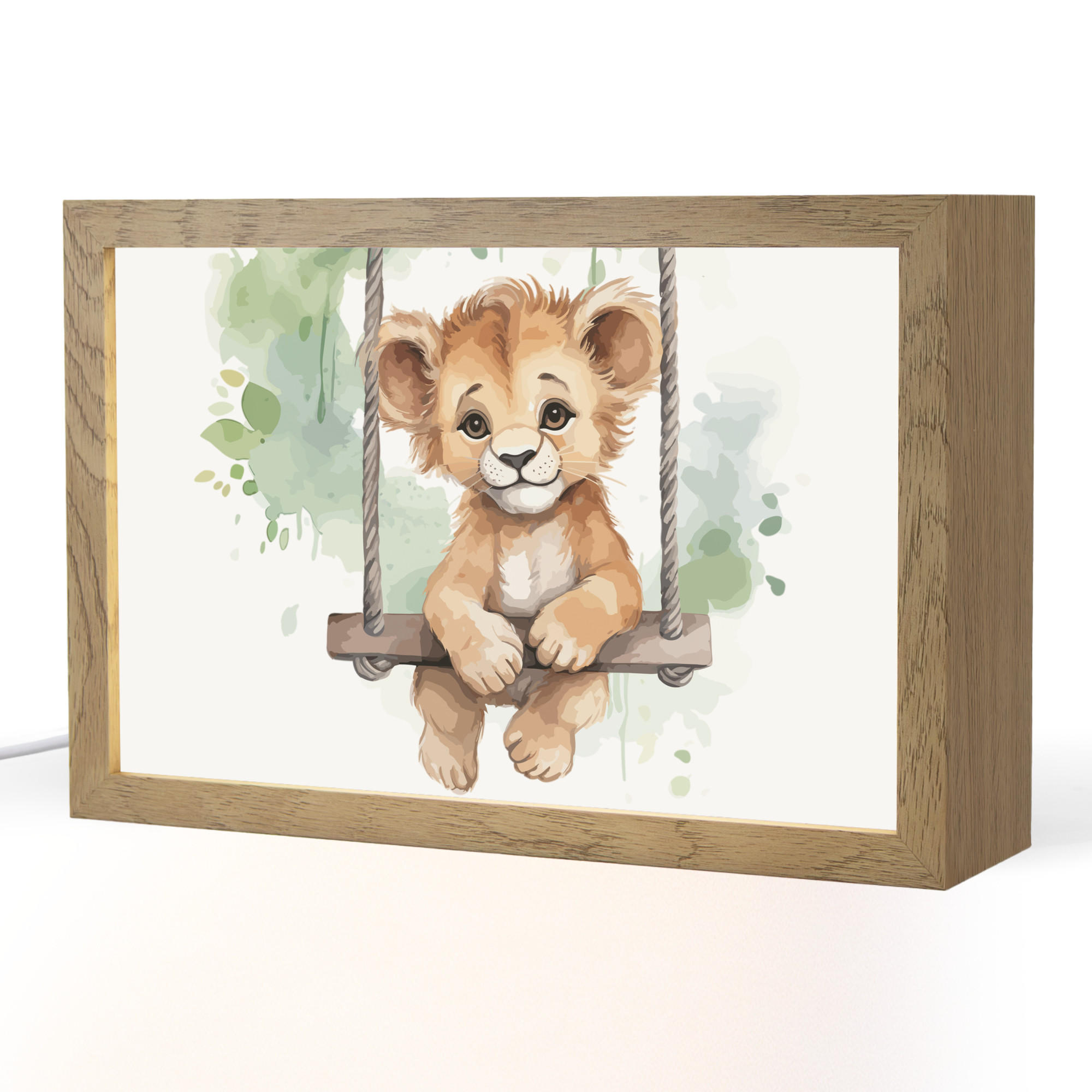OnlyWow NOČNÍ LAMPIČKA Lev - Zvíře - Děti - Džungle 30x20 cm