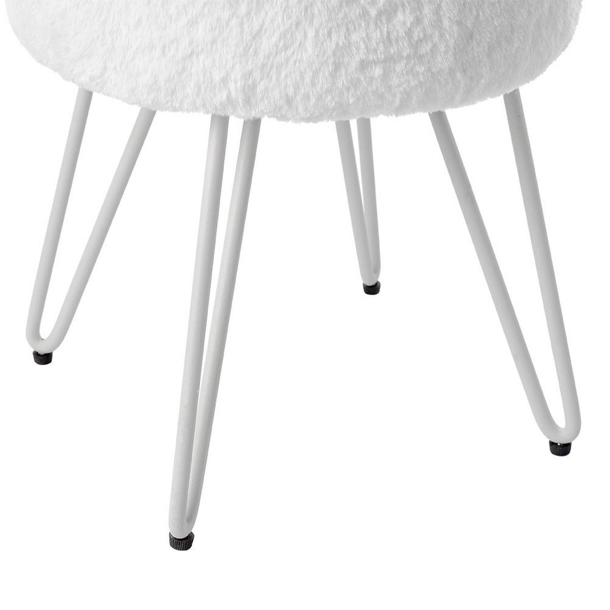 POLSTERHOCKER 35/35/42 cm Rund Eisenbeine Plüsch Weiß - Weiß, Textil/Metall (35/42/35cm) - Livingandhome