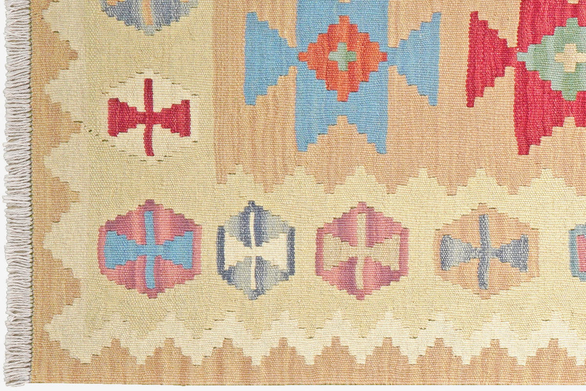 HANDWEBTEPPICH Gashgai Kelim Beige 297/86 cm Schurwolle - Beige, Textil (86/297cm) - Looma