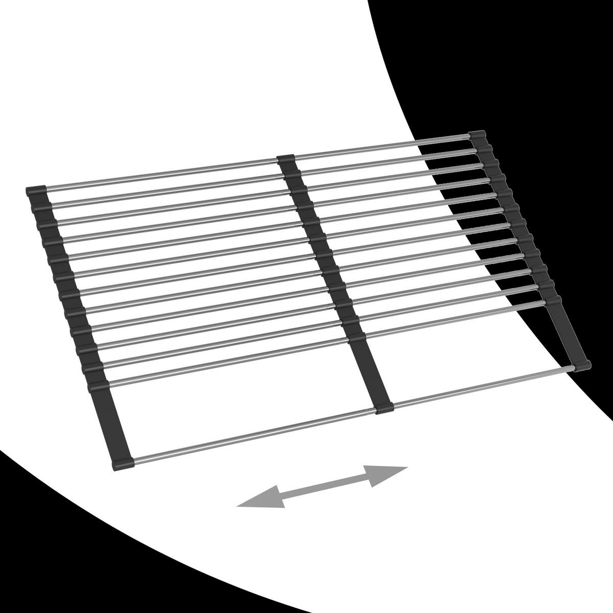 ABTROPFMATTE Rollmata Teleskop aus Edelstahl Schwarz Silber 320 mm 590 mm - Schwarz, Metall (32/2/32cm) - Granitan