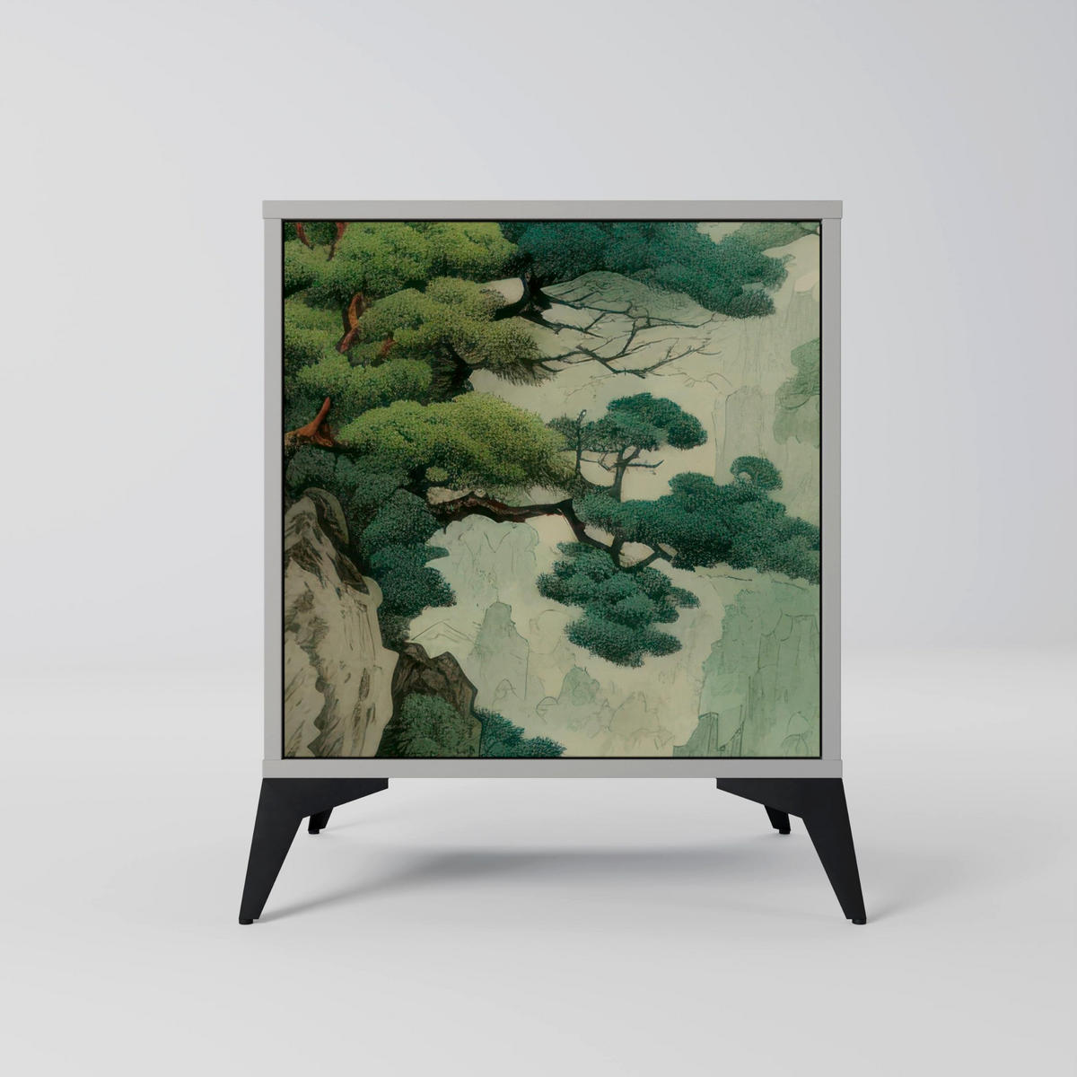 SIDEBOARD VERDURE ABYSS, Grau, 57,5x42x67,5 cm, Schwarze Metall-Rahmenfüße - Multicolor/Schwarz, Holzwerkstoff/Metall (57.5/67.5/42cm) - SpaceRebels