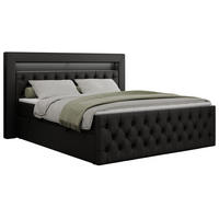 BOXBETT GOLD-9 LED 200/200 Schwarz Kunstleder - H3 - Schwarz, Holz/Textil (200/200cm) - MKS