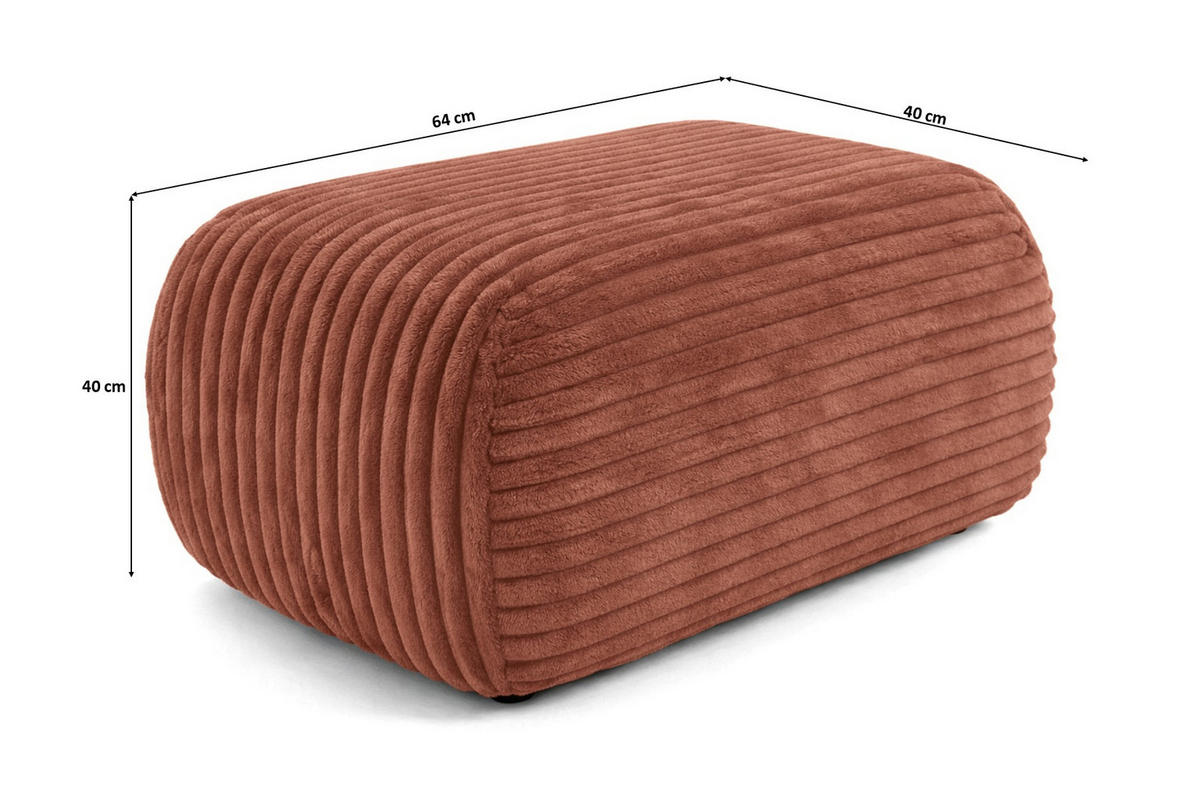 HOCKER Sitzpouf Für Wohnzimmer, Cordstoff Tilia, Kupfer, BIS - Orange, Holz (64/40/40cm) - Kaiser Möbel