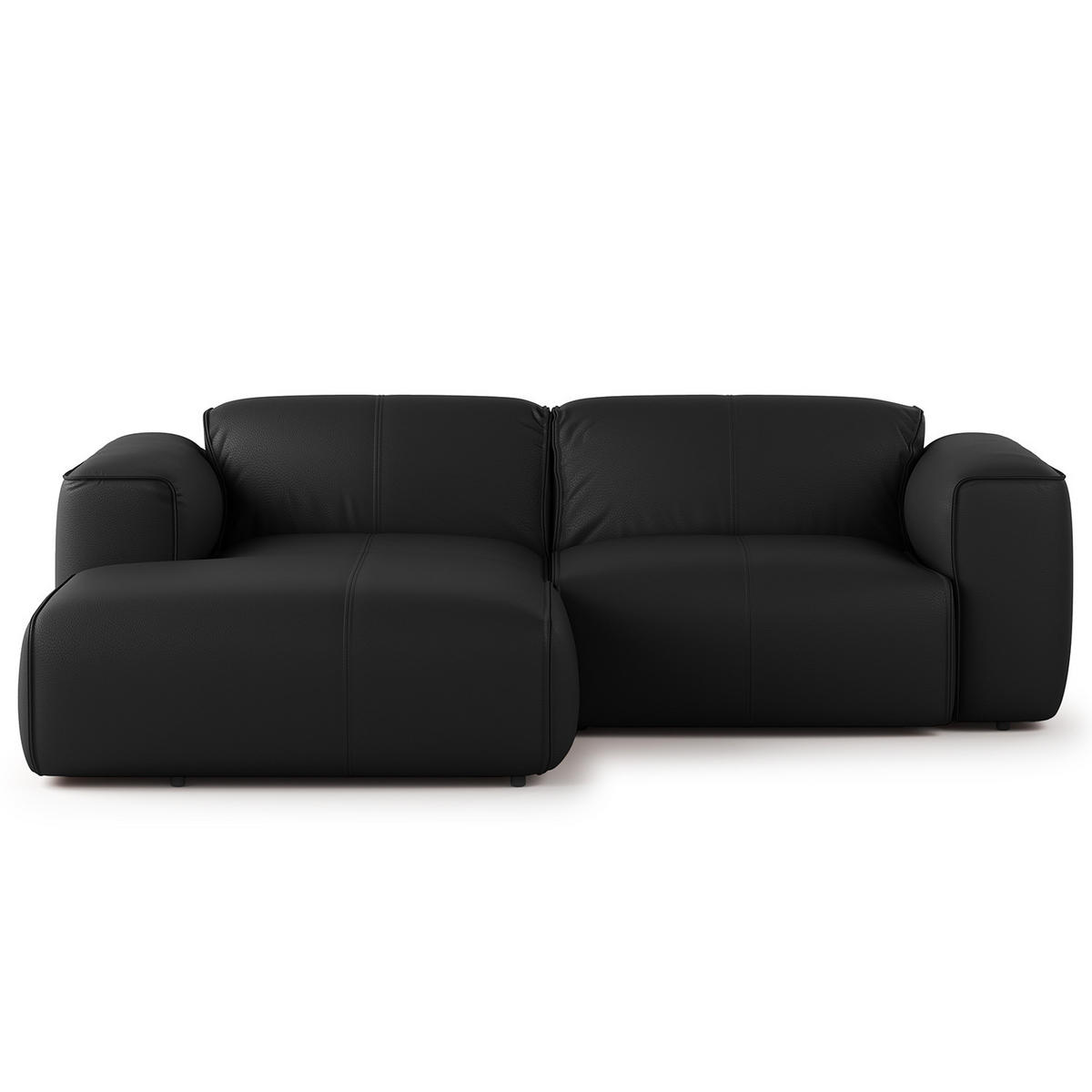 ECKSOFA mit XL-Longchair - Schwarz, Leder/Kunststoff (260/171cm) - home24