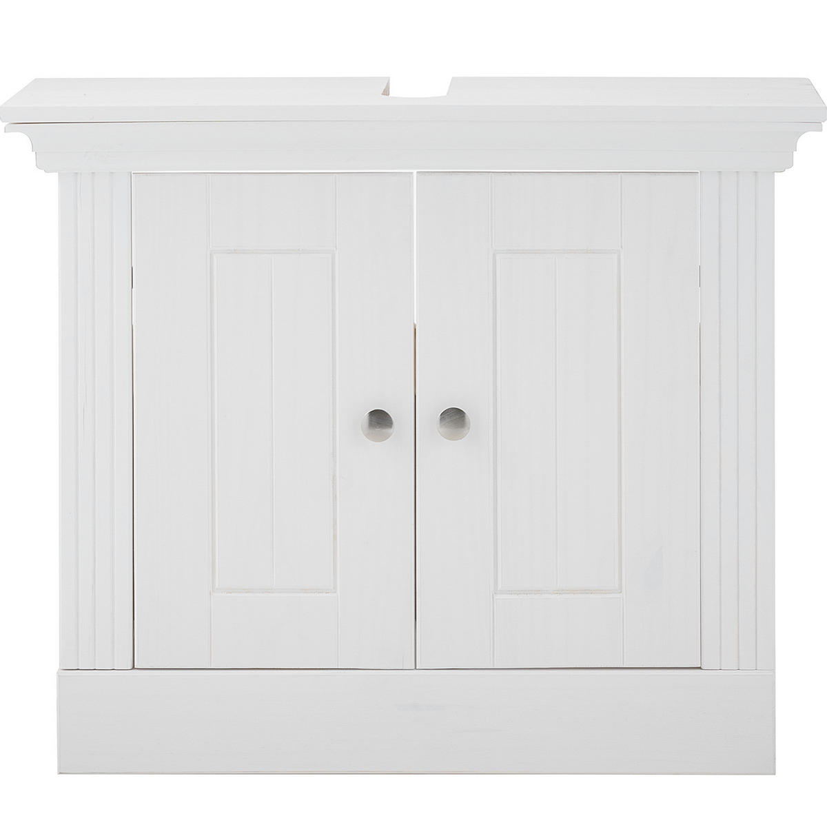 MASSIVER WASCHBECKENUNTERSCHRANK - Kiefer massiv - Silberfarben/Kieferfarben, Holz/Metall (73/61/33cm) - home24