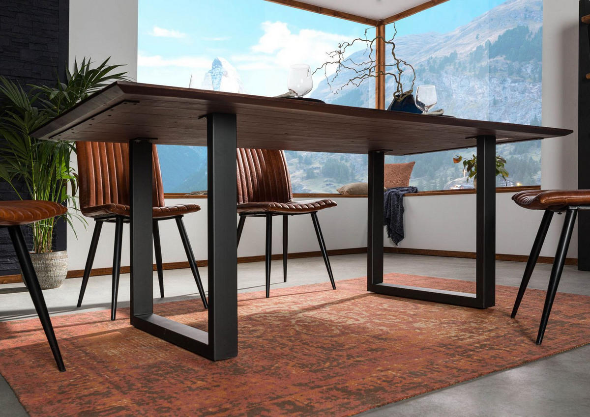 ESSTISCH Akazie 180x90 braun lackiert / U-Beine anth. matt SWISS EDGE - Anthrazit/Braun, Holz (180/90/76cm) - Massivmoebel24