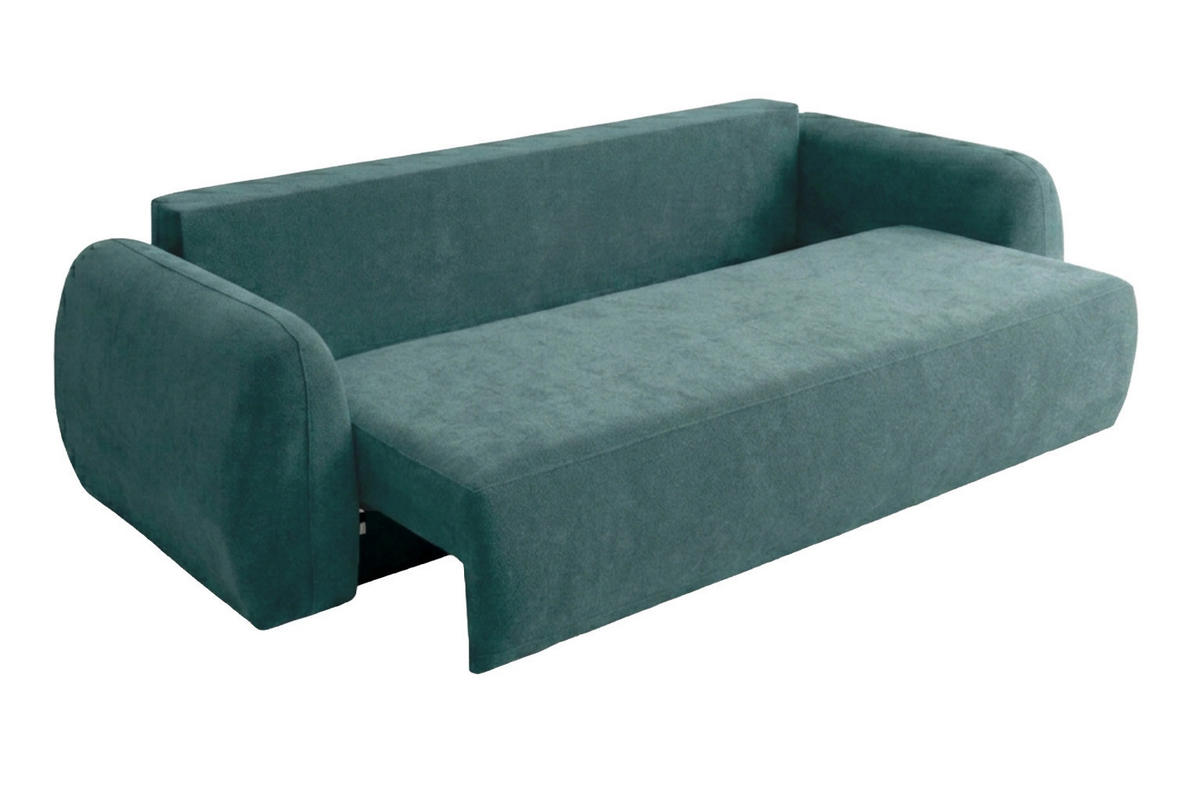 POHOVKA S Funkcí Spaní A Úložným Prostorem, Látka Doha, Zelená, HELA - zelená barva, dřevo (250/89/100cm) - Kaiser Möbel