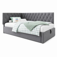 BETT mit Stauraum 90x200 cm Samt Grau - Grau, Metall (90/200cm) - Meubliv