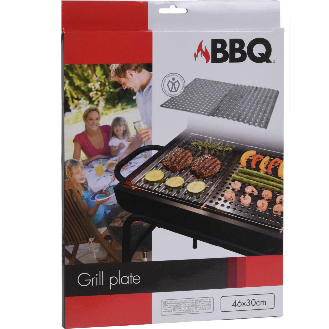 GRILLPLATTE Edelstahl faltbar 46/30 cm - Silberfarben, Metall (30/46cm)