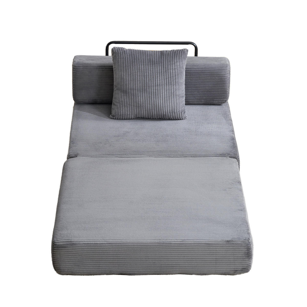 SCHLAFSOFA DE-33495 faltbar mit Rücken- und Armlehne Dunkelgrau - Dunkelgrau, Textil (92.5/60/92.5cm) - ComfortXL