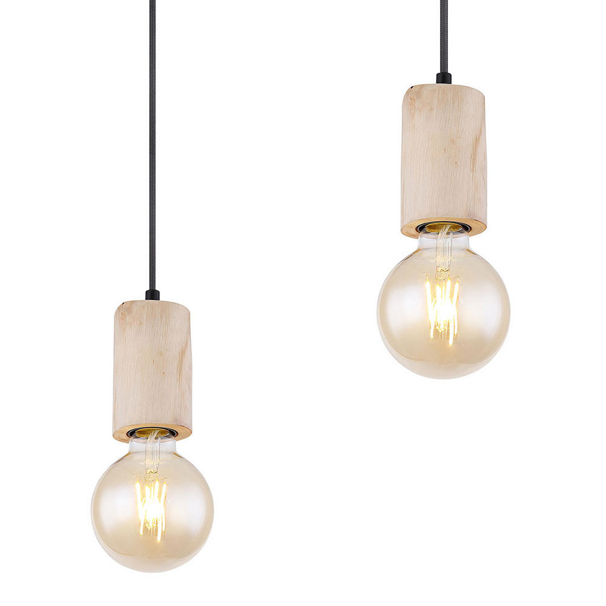 HÄNGELEUCHTE Metall Holzoptik Schwarz - Schwarz, Holz (35/35/160cm) - Globo Lighting