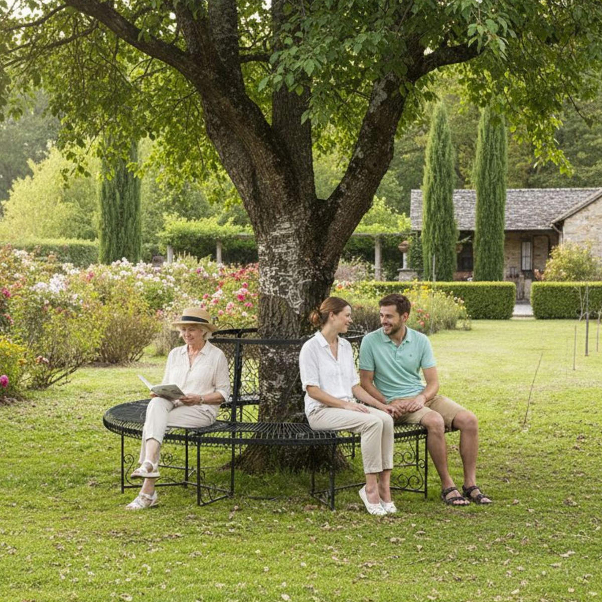 RUNDBANK XXL D-200cm aus Metall - Schwarz, Metall (200/100/200cm) - DanDiBo