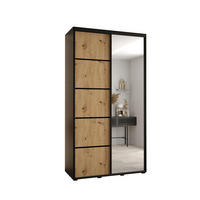 SCHWEBETÜRENSCHRANK 235,2/130/60 2-türig - Schwarz/Eiche Artisan, Holz/Metall (130/235/60cm) - Abiks Möbel