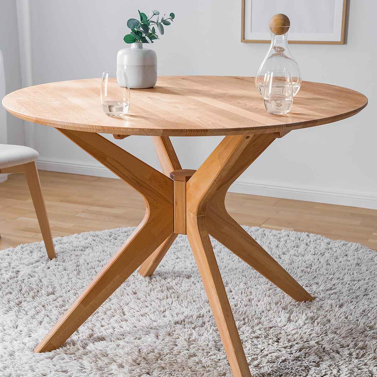 ESSTISCH - Buche massiv - Buchefarben, Holz (105/105/75cm) - home24