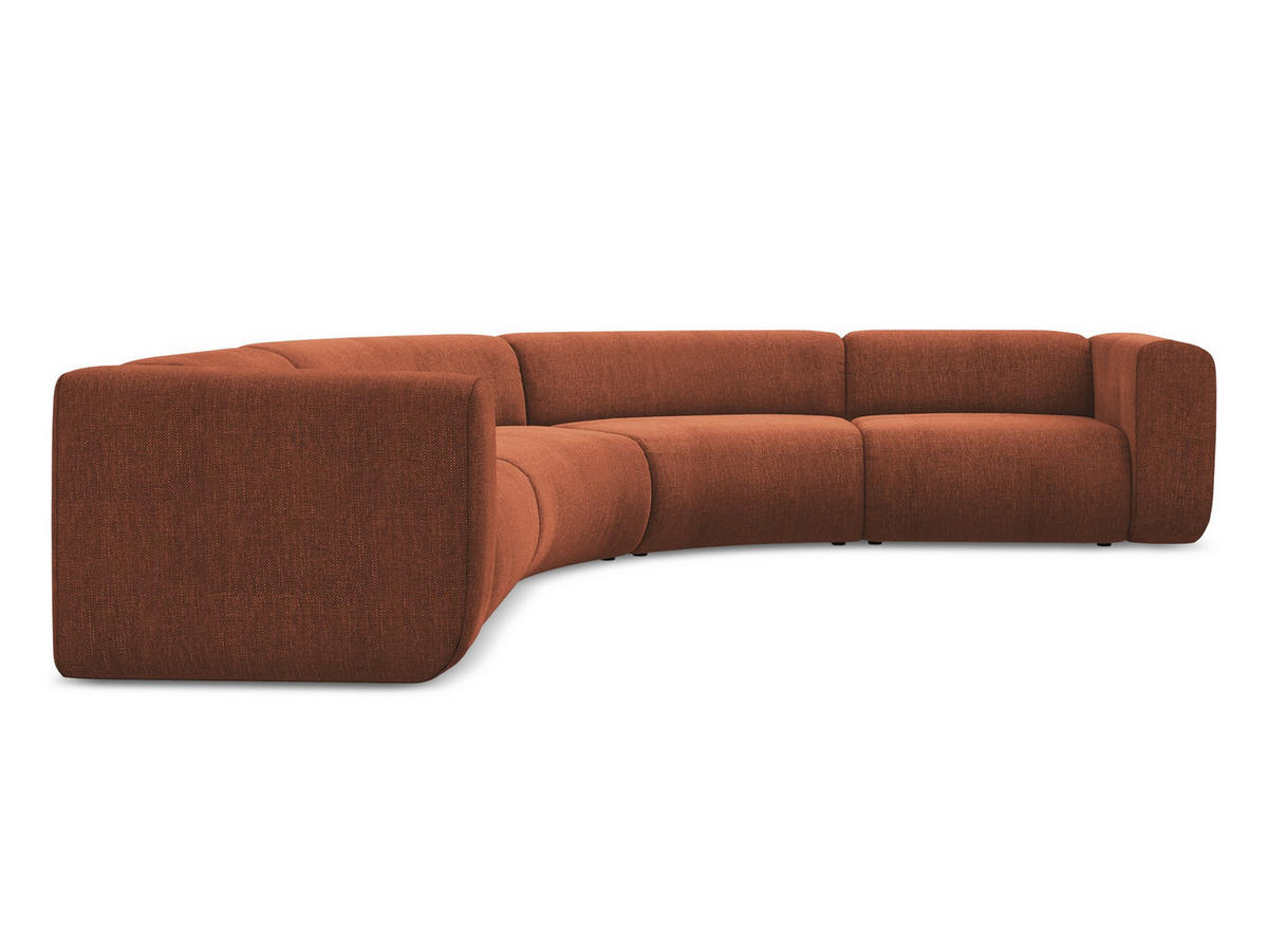 ECKSOFA Chenille Stoff Orange - Terracotta/Schwarz, Kunststoff/Textil (318/318cm) - Makamii