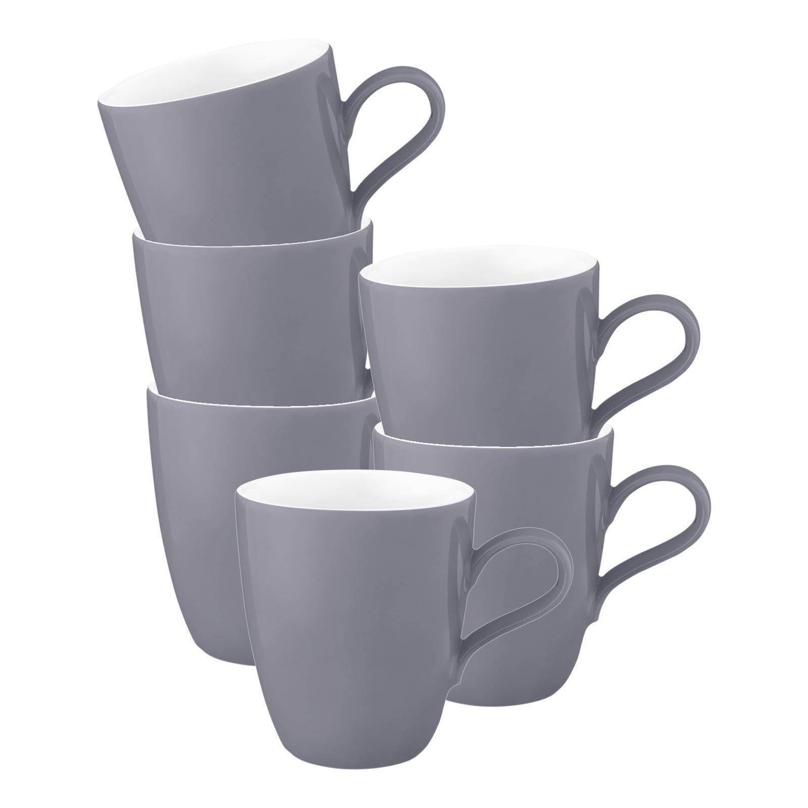 HENKELBECHER Life Fashion Elegant Grey 400 ml 6er Set - Grau, Keramik (0.4L) - Seltmann Weiden