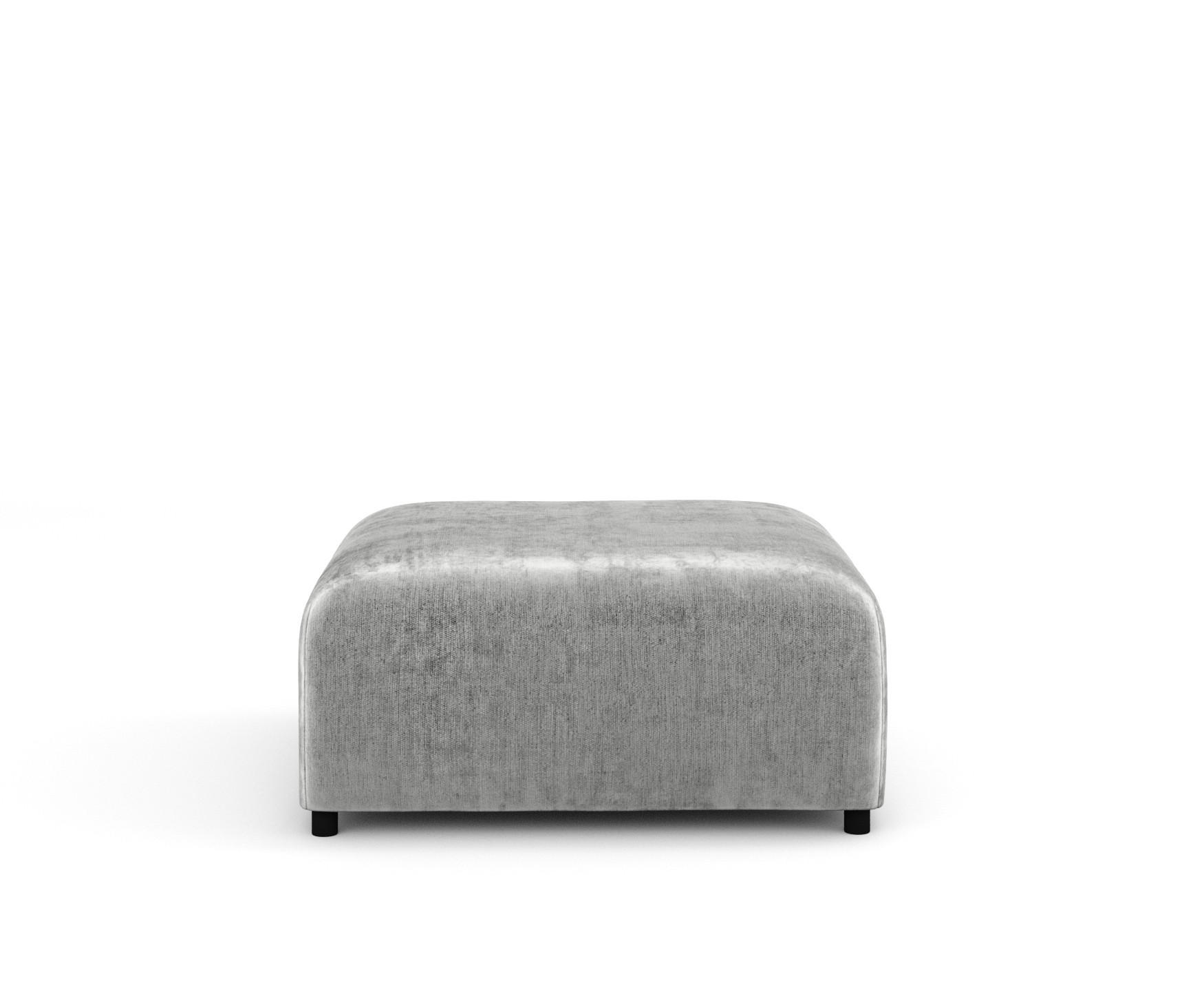 POUF S Zanzibar Hellgrau Chenille - Hellgrau/Schwarz, Holz/Holzwerkstoff (88/37/88cm) - Maison de Reve
