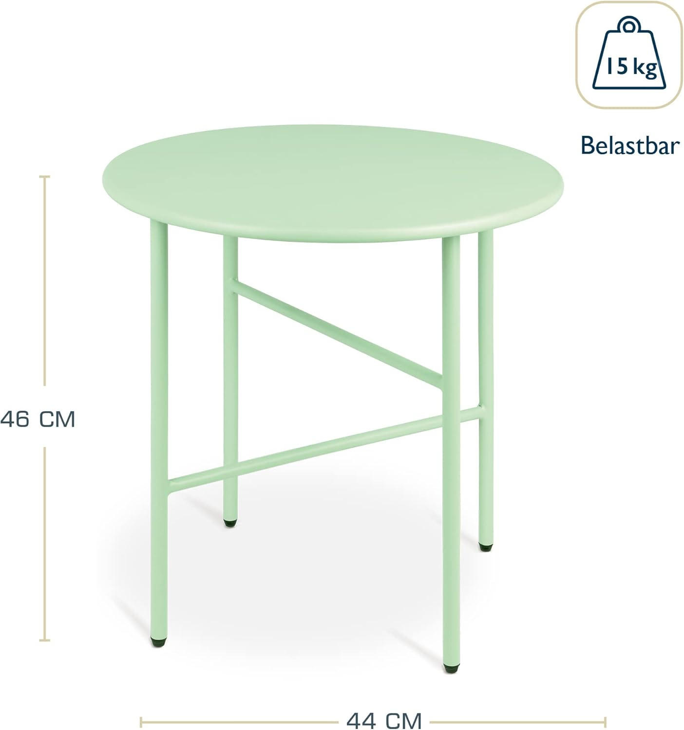 BEISTELLTISCH Finn 44/46 cm und 53/36 cm Mint (2tlg) - Mintgrün, Metall (0.1/53/36cm) - BoMoe