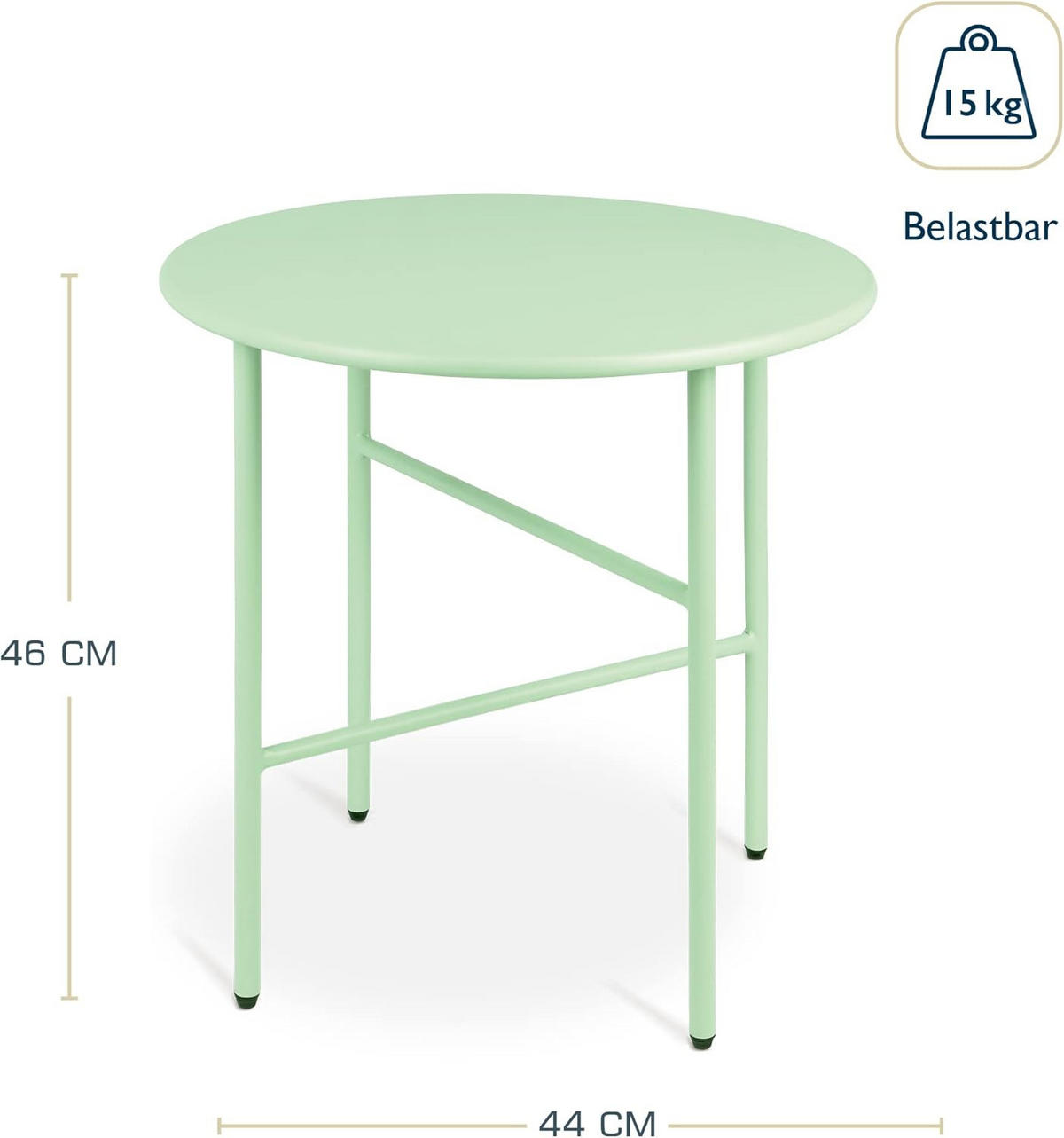 BEISTELLTISCH Finn 44/46 cm und 53/36 cm Mint (2tlg) - Mintgrün, Metall (0.1/53/36cm) - BoMoe