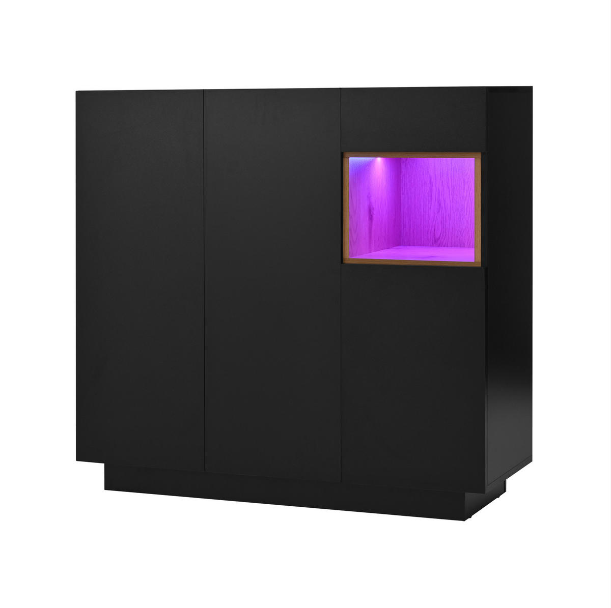 SCHUHSCHRANK 105/39,5/100,5 cm in Schwarz/Natur mit LED-Beleuchtung und Schublade - Schwarz, Holzwerkstoff (105/100/39cm) - Flora Grace