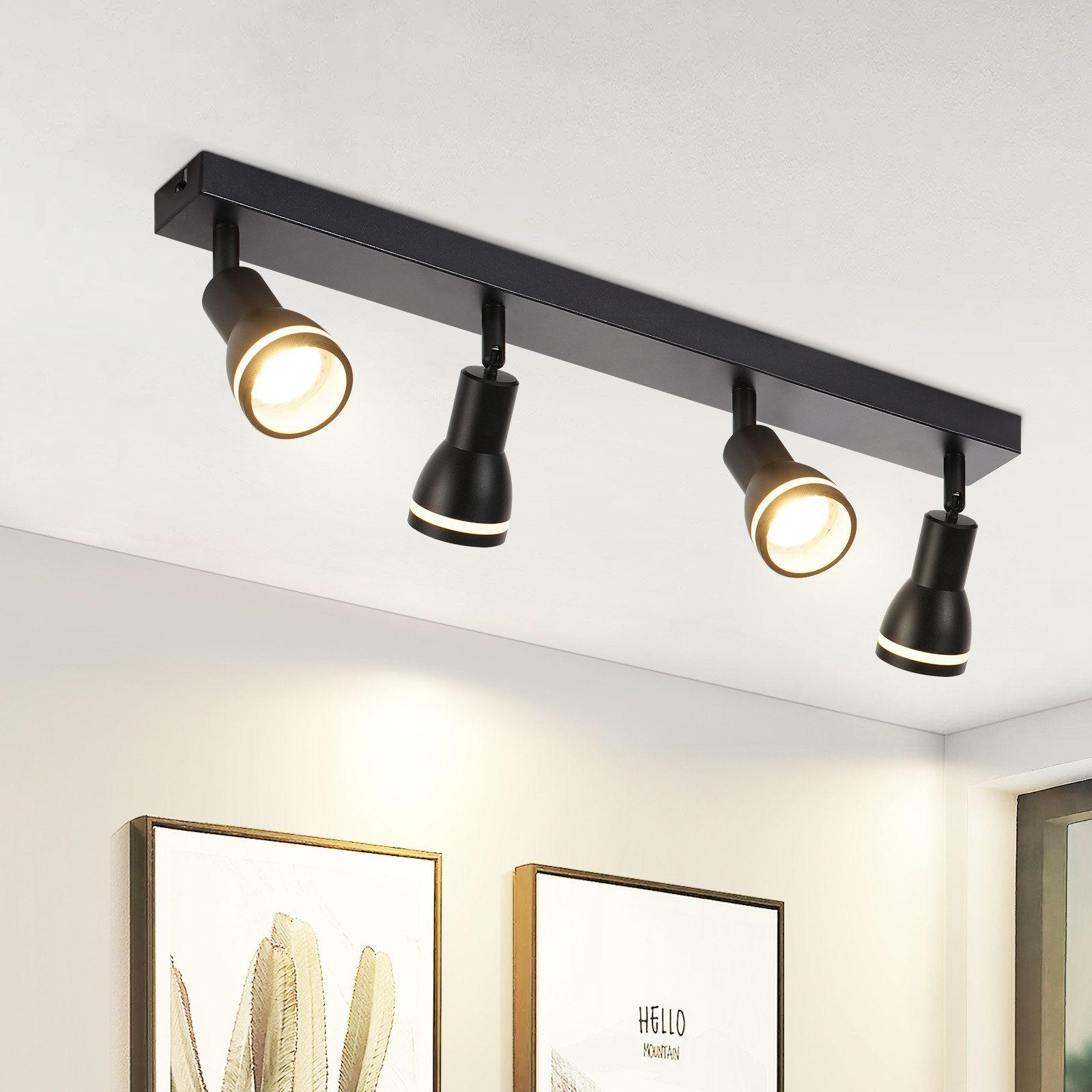 STRAHLER Kissingen 4-flammig 55/5/15.7 cm - Schwarz, Metall (55/5/15.7cm) - Nettlife