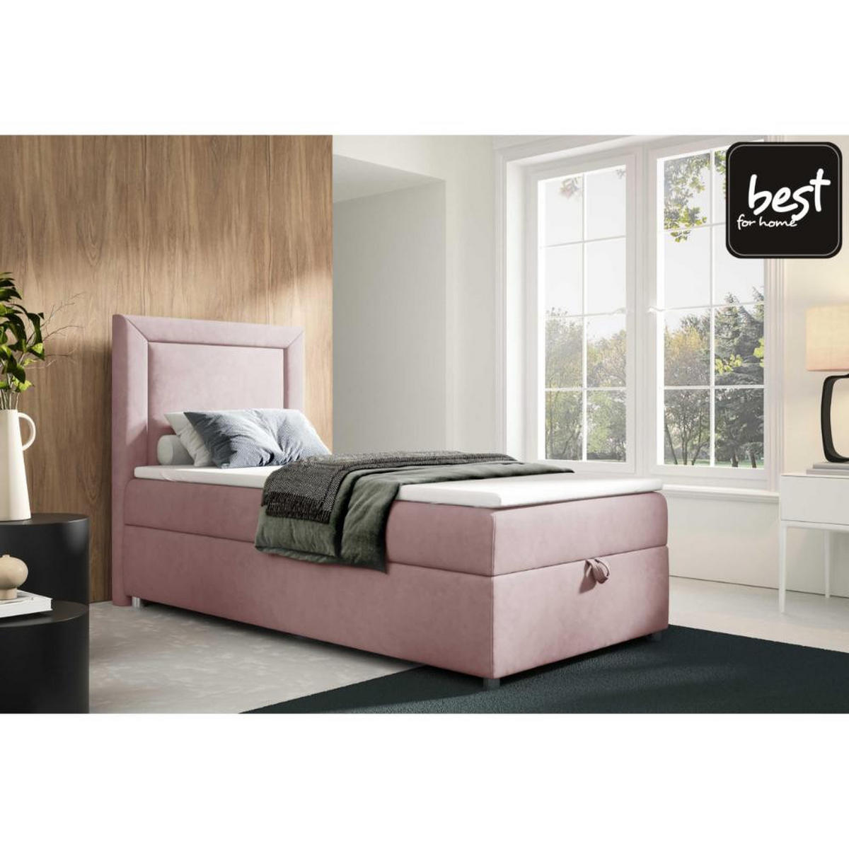 BOXBETT mit Bettkasten Trinity K-3 SINGLE Bonellfederkern inkl. Topper - Rosa, Holz/Holzwerkstoff (70/200cm) - Best For Home