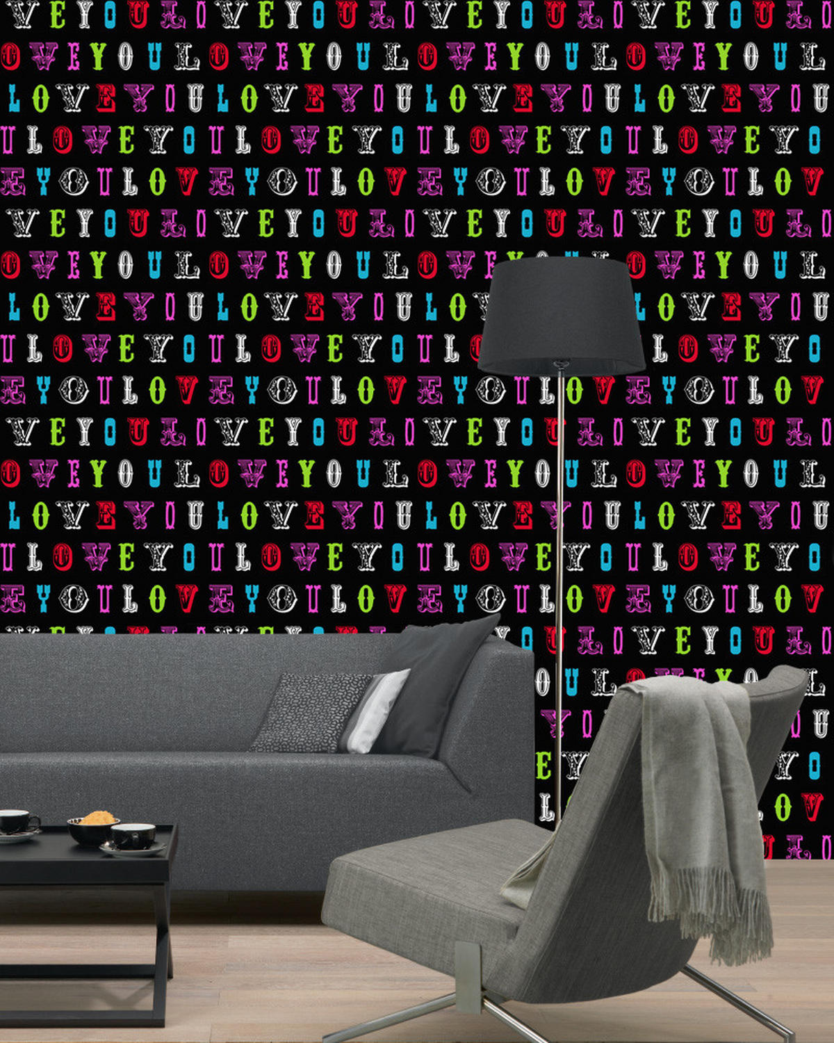 TAPETE love you - Sprüche 53 cm x 10.05 m - Grün, Papier (53/1000cm) - ESTAhome
