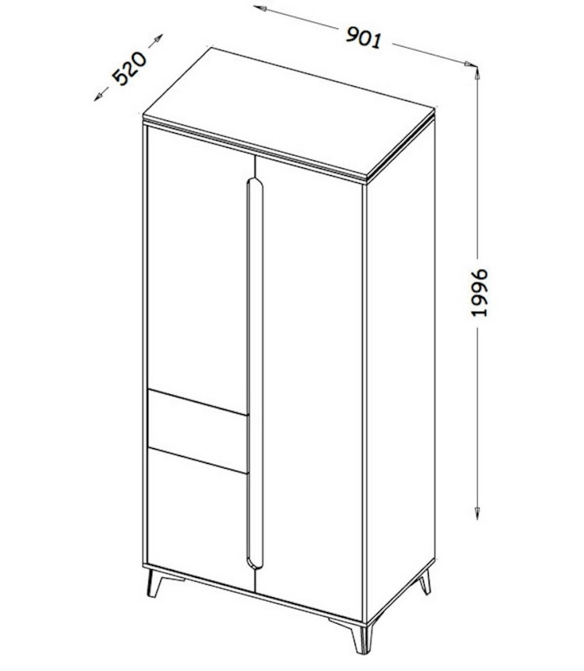 KLEIDERSCHRANK Gapi brilliantweiß / Bergesche 90 / 52 / 199cm - Multicolor/Weiß, Holz/Holzwerkstoff (90/199/52cm) - Feldmann-Wohnen