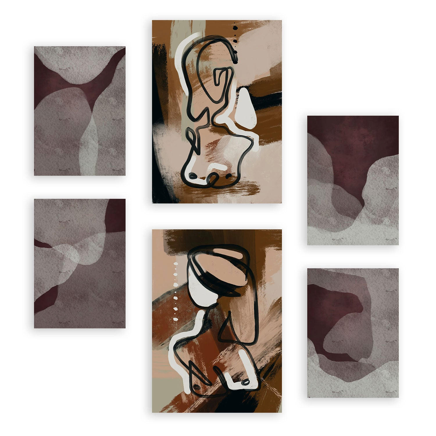 POSTER Set Mit 6 Nachkommenskunst In Weibliche Zusammenfassung Ästhetische Dekorative Gemälde Für Ihr Wohnzimmer Zuhause A3 & A4 Rahmenlos - Klar, Papier (29/3cm) - Nacnic