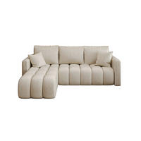 ECKSOFA GARDA links beige Velours Monolith 2 - Schlaffunktion, Bettkasten - Beige, Textil (230/150cm) - Cornero
