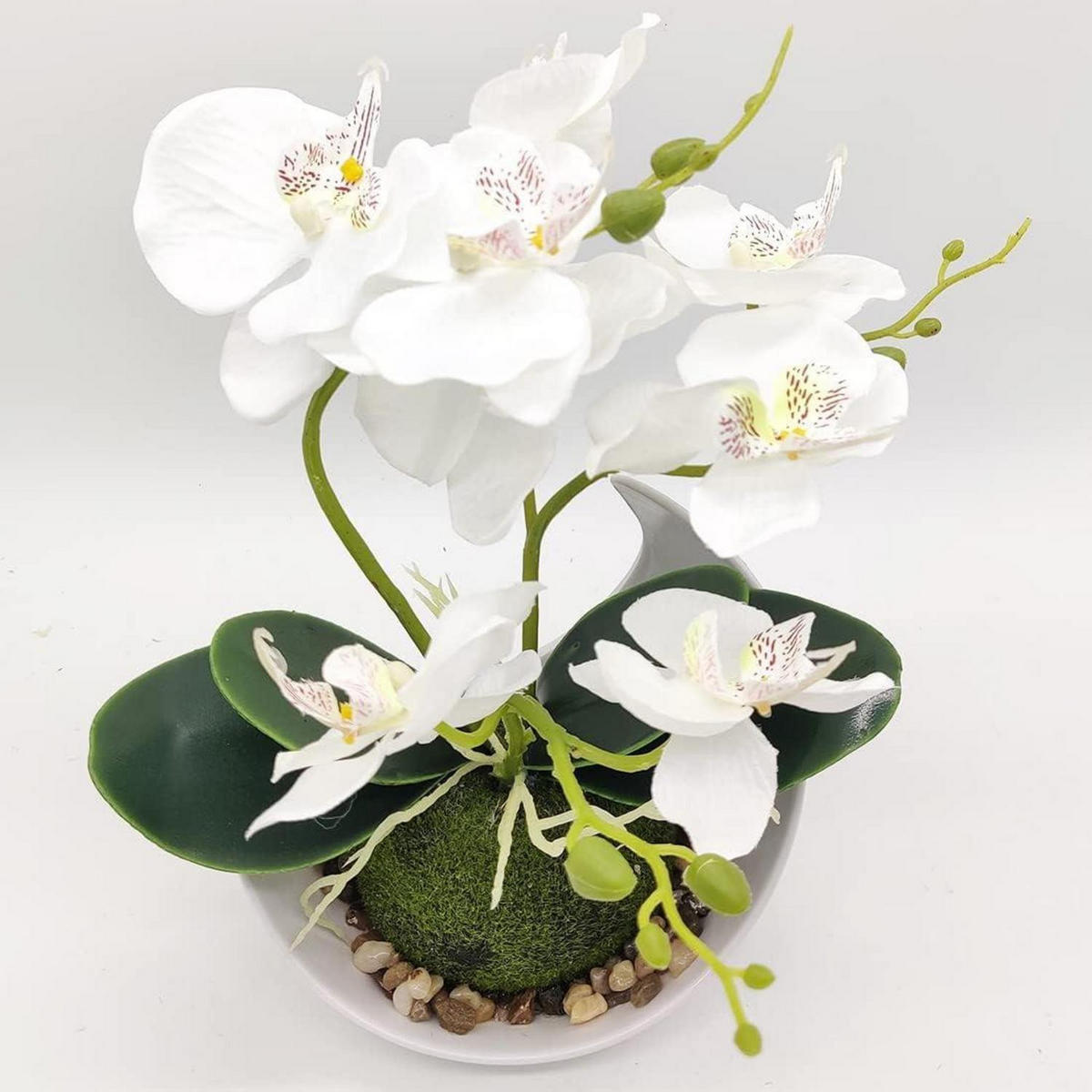 KÜNSTLICHE Orchidee 27 cm weißer Topf - Weiß, Kunststoff (27cm)