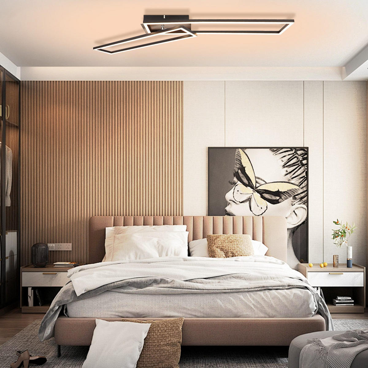 LED-DECKENLEUCHTE Maberry 17.2/95/5cm - Schwarz, Metall (95/17.2/5cm) - Nettlife