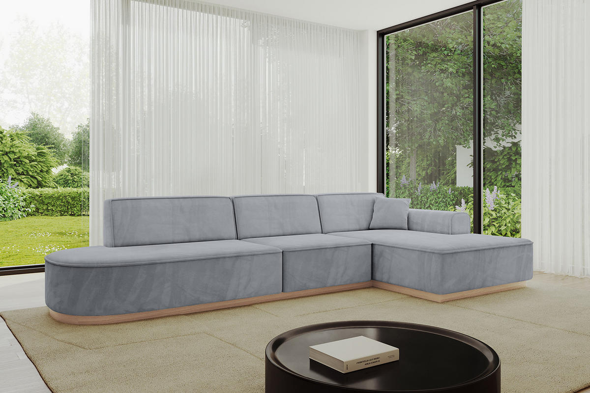 ECKSOFA Ottomane Rechts IREA-L2 - 327x165x80 cm Grau - Titanfarben, Holzwerkstoff/Textil (327/165cm) - ALTDECOR