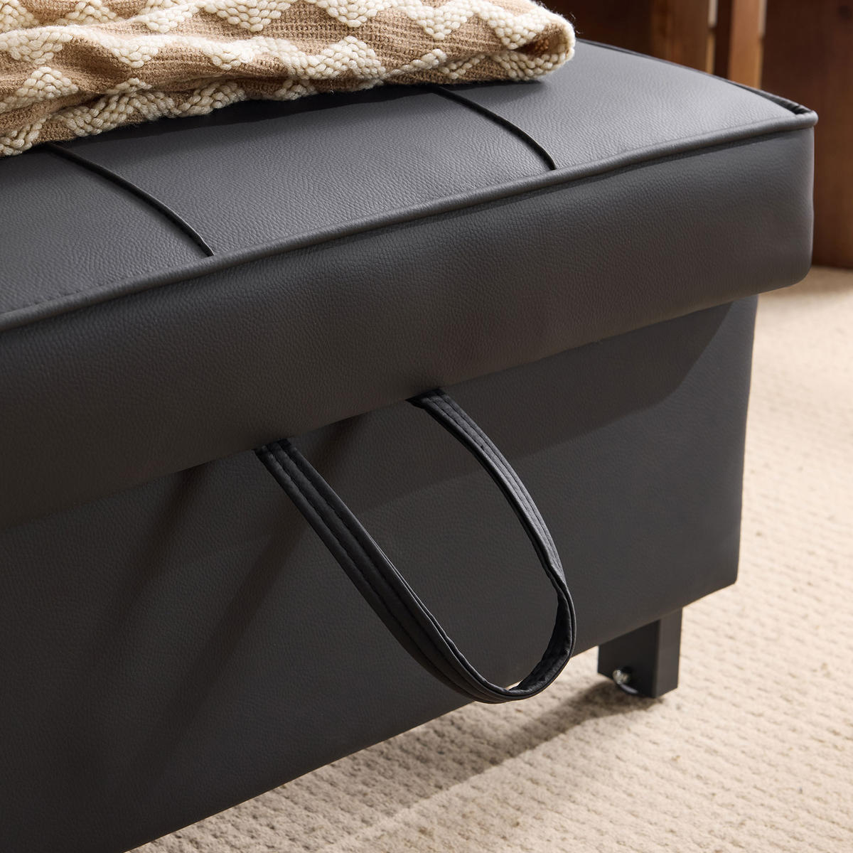 SCHLAFSESSEL DE-35007 3-in-1 mit USB und Getränkehaltern Schwarz - Schwarz, Metall (87/84/74cm) - ComfortXL