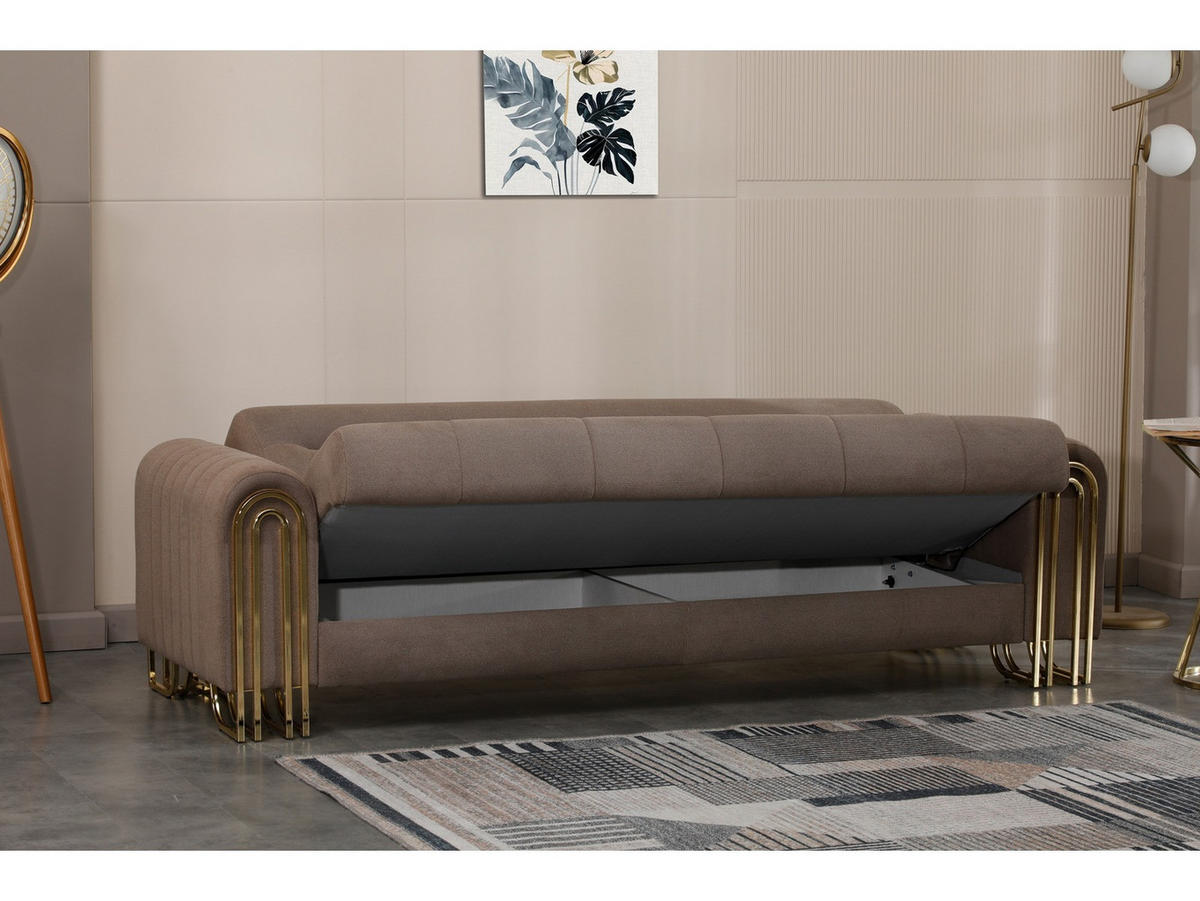 SITZGARNITUR Multan, Braun Stellvariante 3+3+1 - Braun, Holzwerkstoff/Metall (243/85/95cm)