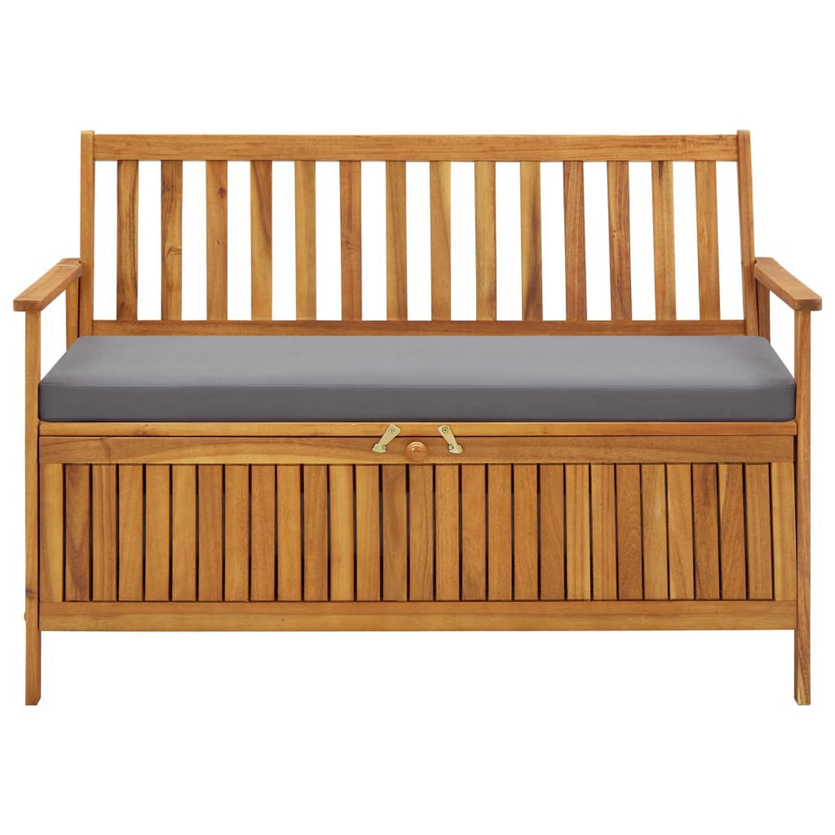 GARTENBANK mit Stauraum 120 cm Massivholz Akazie - Grau, Holz (120/84/63cm) - furnicato