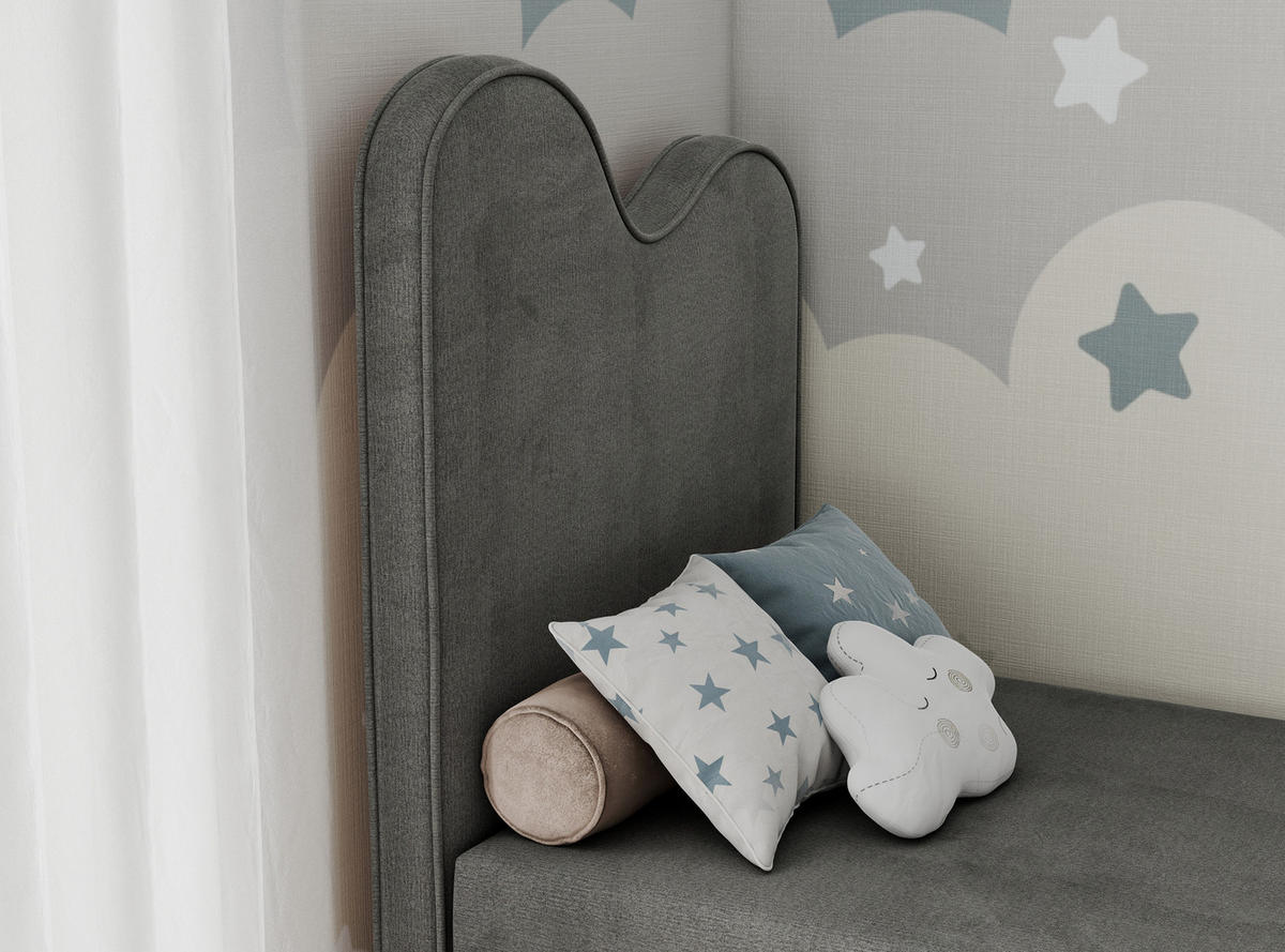 BOXBETT FLOW 90/180 Dunkelgrau Velvet hydrophob - H3 - Dunkelgrau, Holz/Textil (90/180cm) - MKS