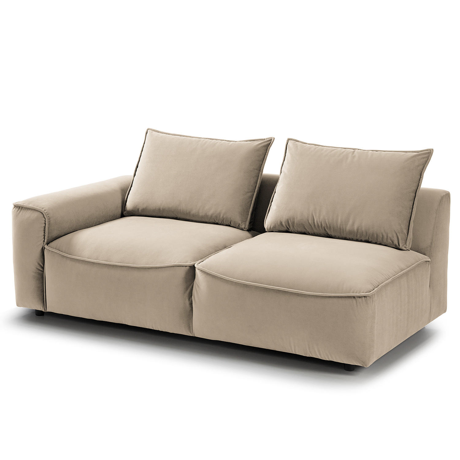 2,5-SITZER SOFA - modular - Beige/Schwarz, Holz/Kunststoff (189/80/99cm) - home24