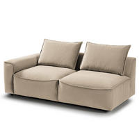 2,5-SITZER SOFA - modular - Beige/Schwarz, Holz/Kunststoff (189/80/99cm) - home24