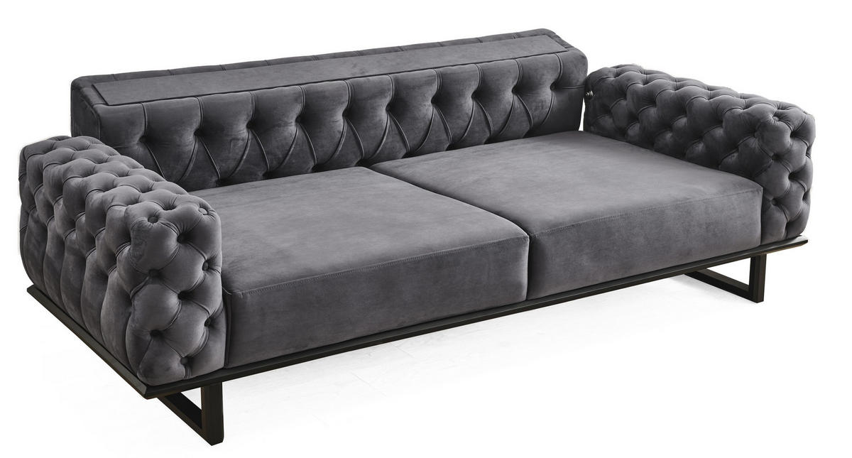 2 Sitzer SOFA Zen Samt Anthrazit - Anthrazit, Holz/Textil (190/80/100cm) - Villa Möbel