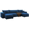 WOHNLANDSCHAFT Pianoni Marineblau Cordbezug - Schwarz/Dunkelblau, Kunststoff/Textil (312/83/140cm) - Selsey