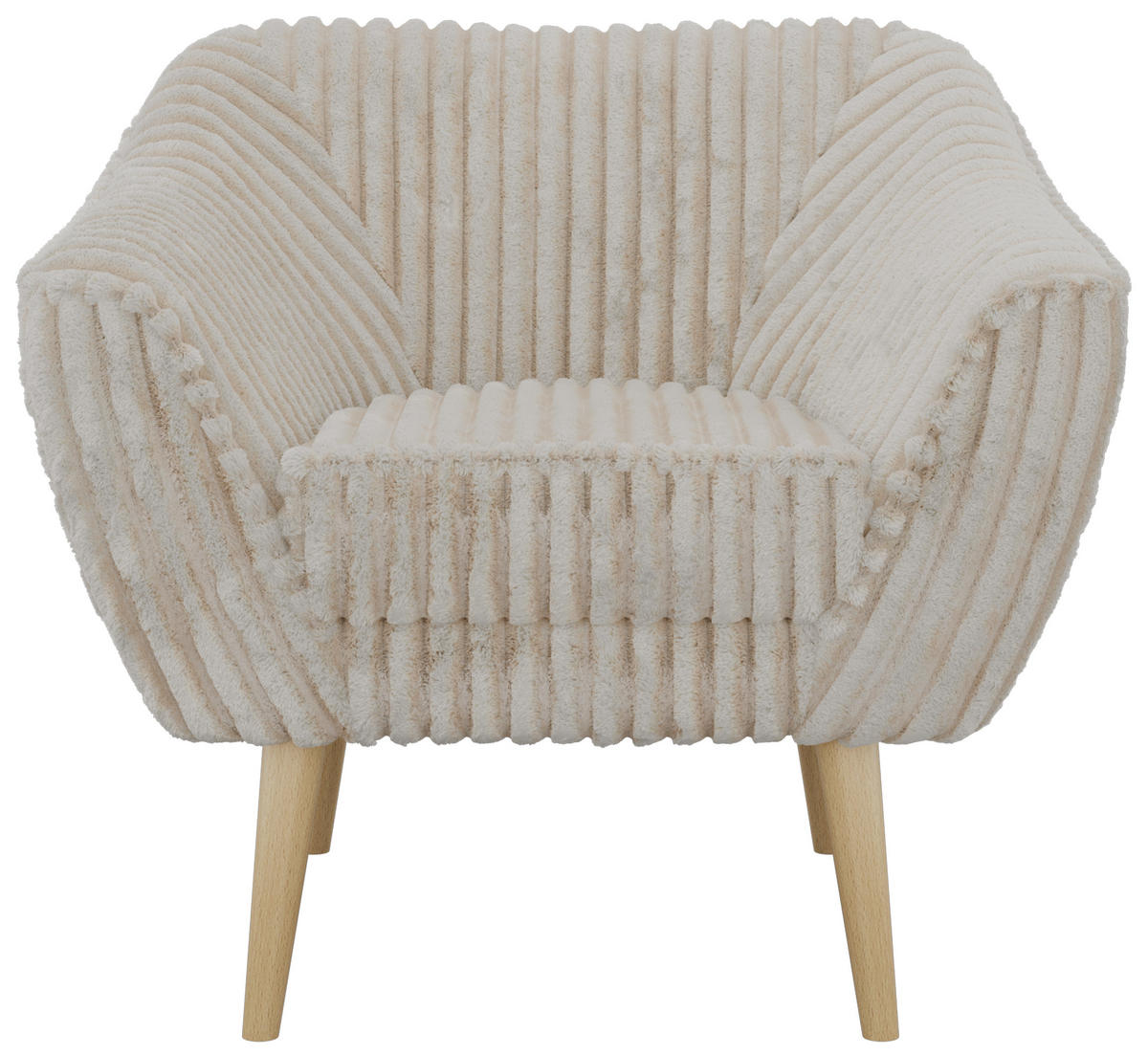 SESSEL PIRS - Beige Cord - Holzbeine - Beige/Buchefarben, Holzwerkstoff/Textil (80/75/74cm) - MKS