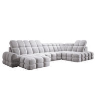 ECKSOFA TOLLO Salvador-stoff U-form 400x217x105 cm silber - Alufarben, Holz/Textil (217/400cm) - DomoHome