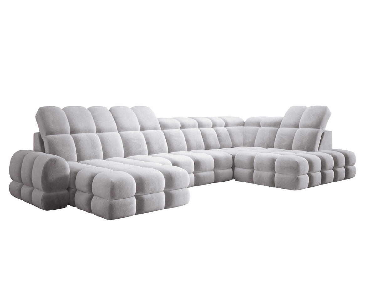 ECKSOFA TOLLO Salvador-stoff U-form 400x217x105 cm silber - Alufarben, Holz/Textil (217/400cm) - DomoHome