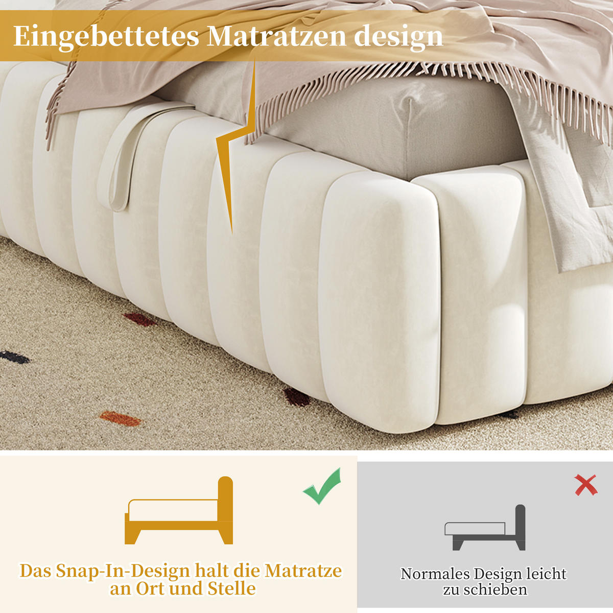 POLSTERBETT 90x200 cm Beige Samt mit Stauraum - Beige, Textil (90/200cm) - FLIEKS