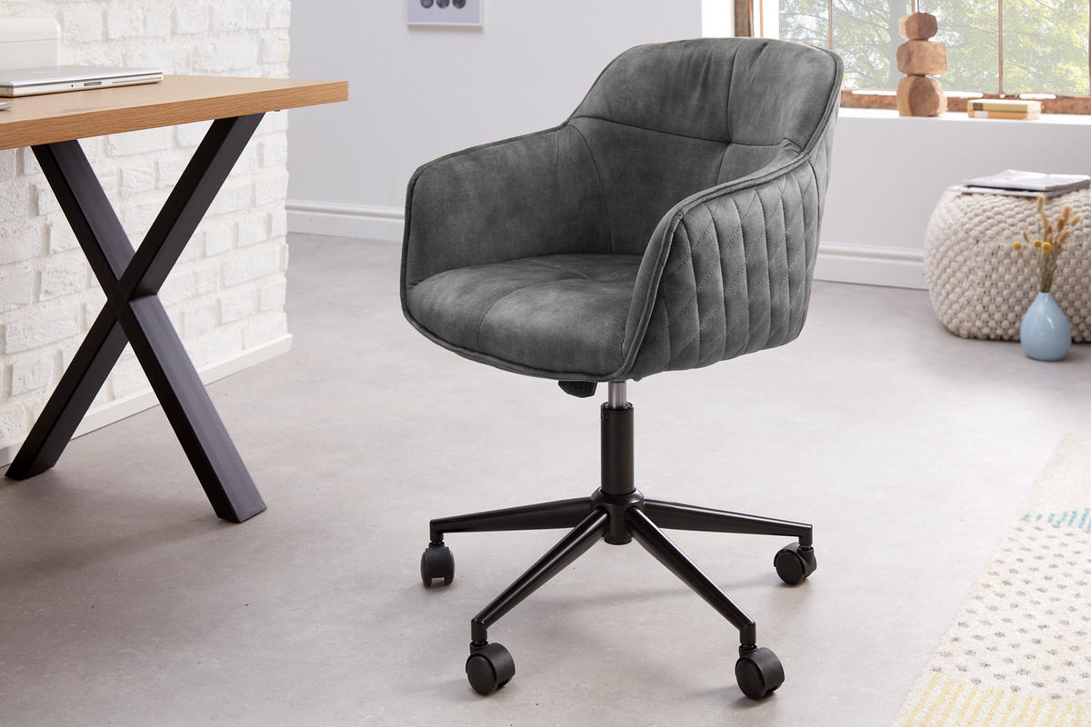 STUHL EUPHORIA Samt Dunkelgrau 90 cm - Dunkelgrau/Schwarz, Textil/Metall (58/81/60cm) - riess-ambiente